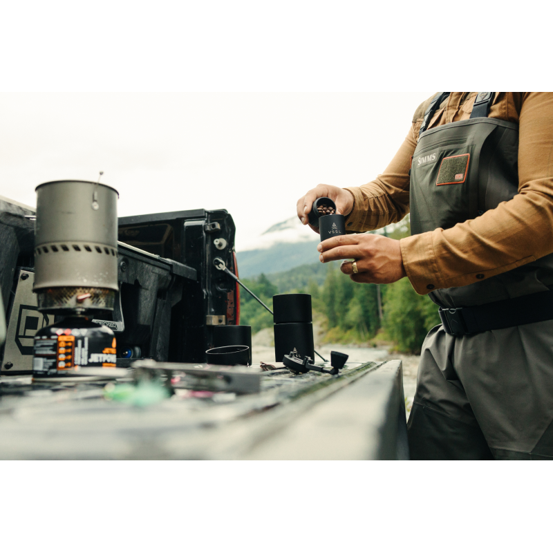 VSSL Nest Pour Over Kit with two mugs and dripper outdoors