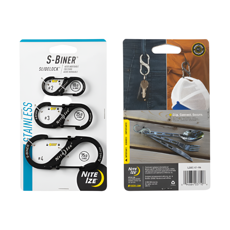 S-Biner® SlideLock® Black Stainless Steel 3pk