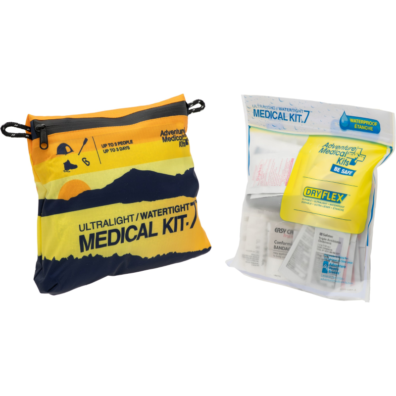 Adventure Medical Kits ultralight and watertight medical kit with dry flex bandages on a white background